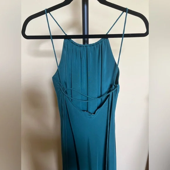 Leith Dress Maxi Long Gown 100% Silk Teal Size M - Picture 6 of 15